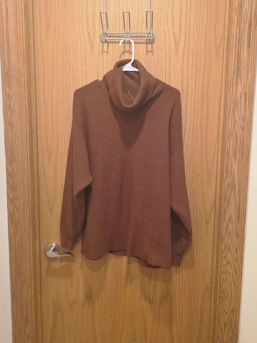 Free People Softly Structured Knit Tunic Rust Brown Turtleneck Sweater